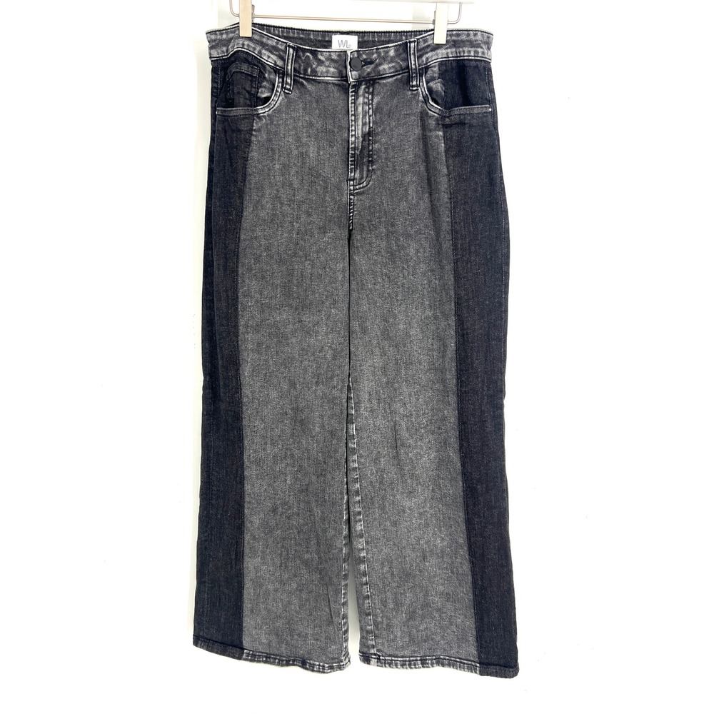 Worthy Threads Womens Two Tone Grey Wide Leg Jeans Size 30 WL2592B Colorblock